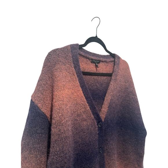 Rag & Bone Holly Wool Blend Cardigan Ombre Sweater Size Medium - Picture 5 of 12